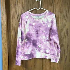 Wildfox women’s purple tie-dye starry stretchy cozy sweatshirt size XL